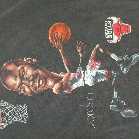 Vtg 1991 Jordan Chicago Bulls Bobblehead Blackish Gray Basketball Graphic Tee - Picture 4 of 6